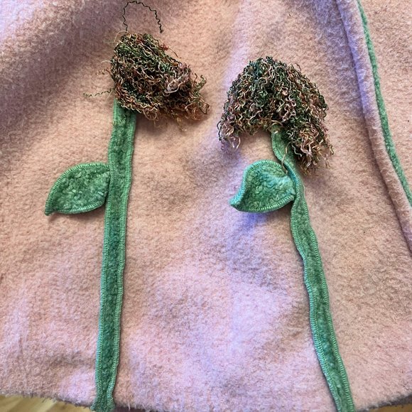 SWeeT + FuN CORKY & CO Pink Fringed Hood Jacket Flower Accents Warm SWiNG COAT 3 - Picture 2 of 11